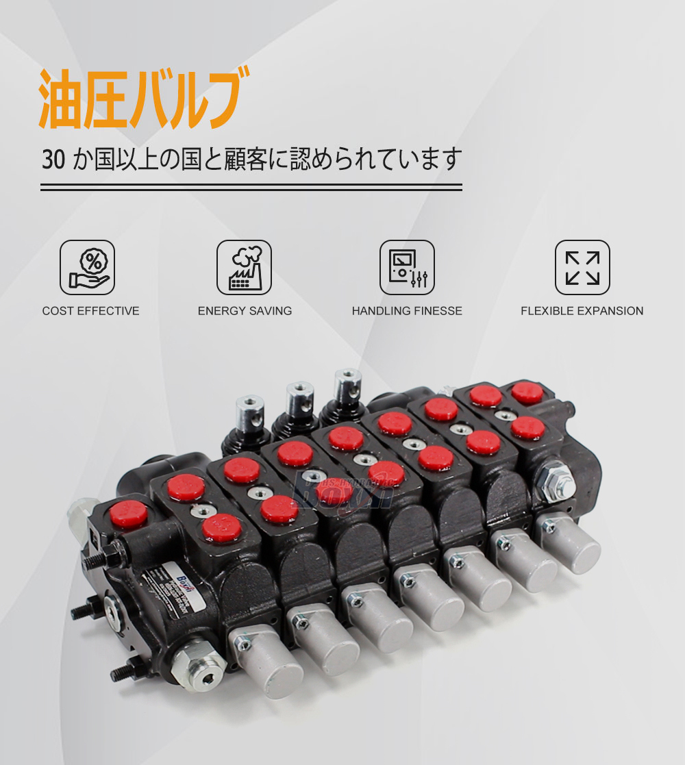 SD6 Sectional Valve 7 Spool Configuration with Manual and Joystick Levers